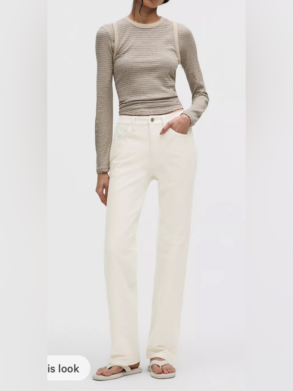 Lululemon EasyFive Mid-Rise Relaxed straight fit pant in Ivory